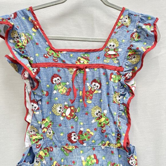 VTG 1970s Beco Originals Handmade Raggedy Ann‎ Andy Apron Dress Cottage Ruffle - Picture 2 of 9